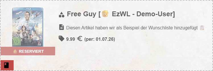 Beispiel für einen reservierten Wunsch